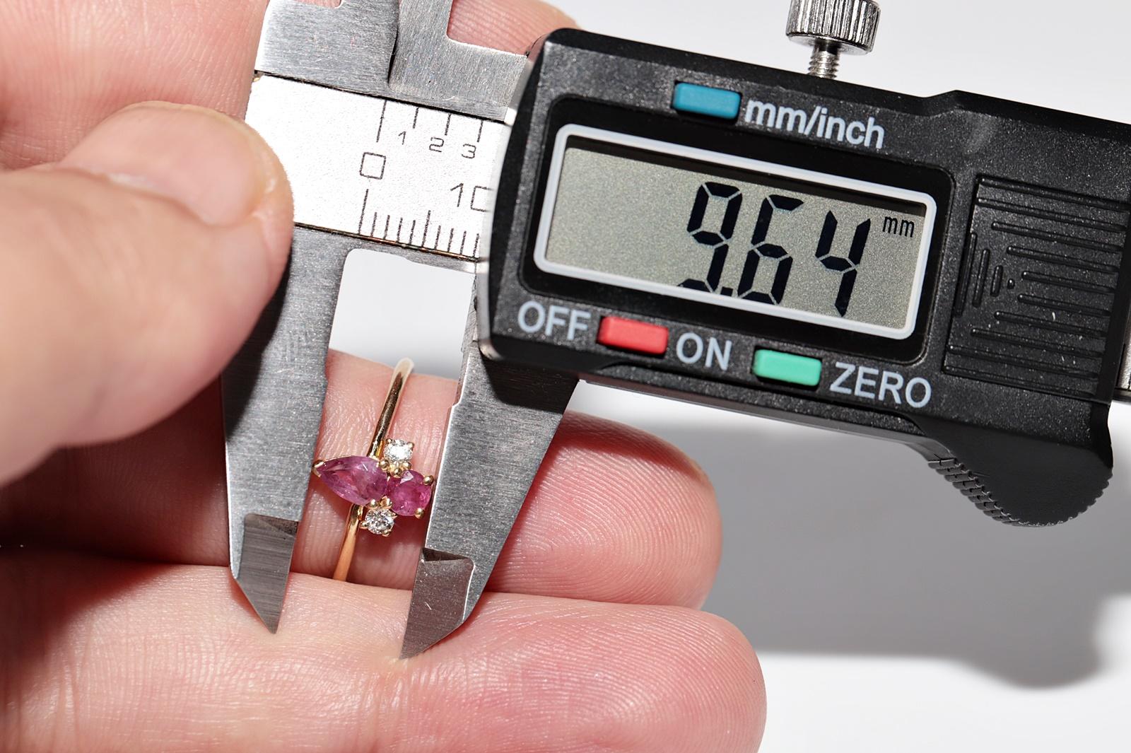Vintage Circa 1990s 18k Gold Handcrafted Natural Diamond And Ruby Ring For Sale 6