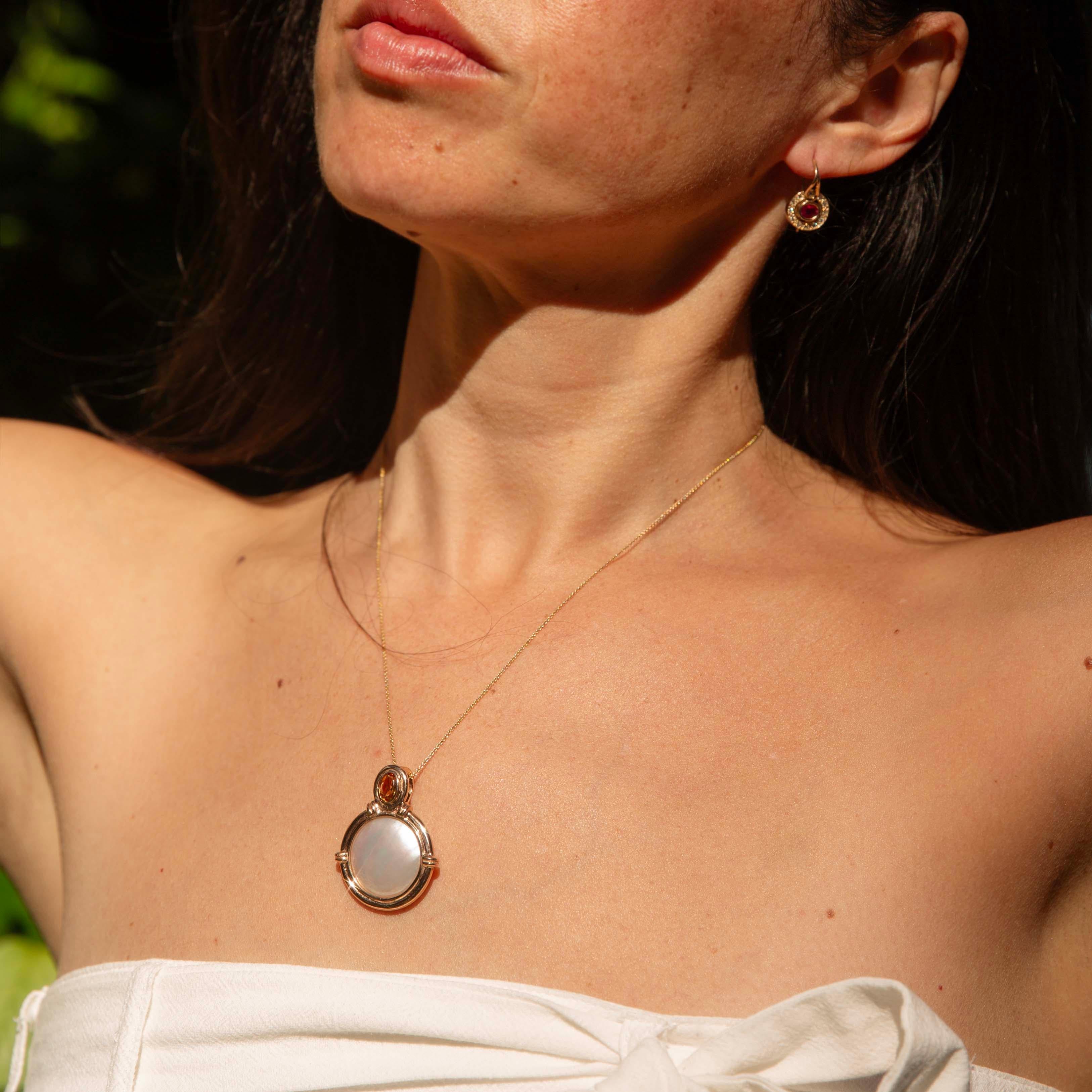 Vintage Circa 1990s Mabe Pearl & Citrine Enhancer Pendant 9 Carat Gold im Angebot 2