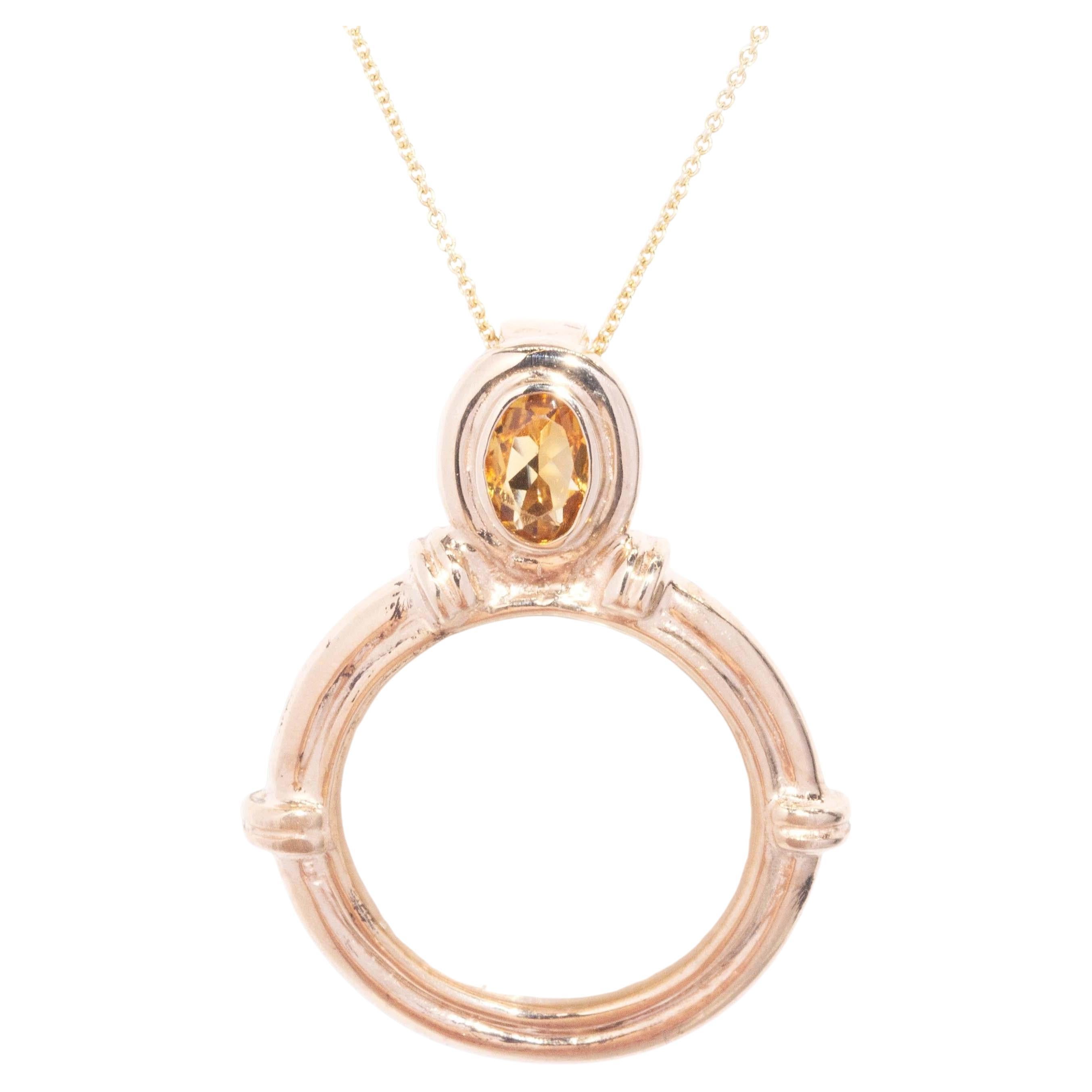 Vintage Circa 1990s Mabe Pearl & Citrine Enhancer Pendant 9 Carat Gold