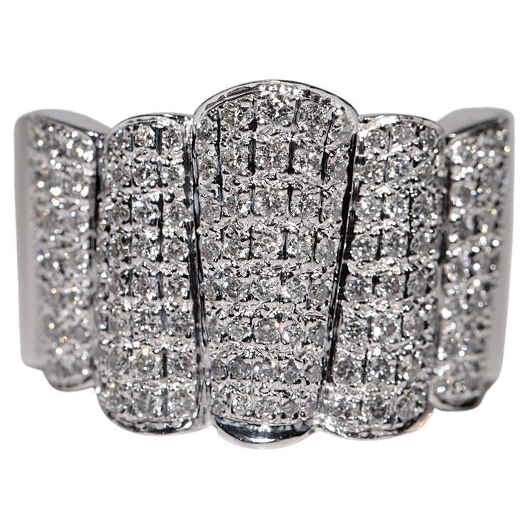 Vintage ca. 1990er Jahre 18k Gold natürlicher Diamant starker Tank-Ring