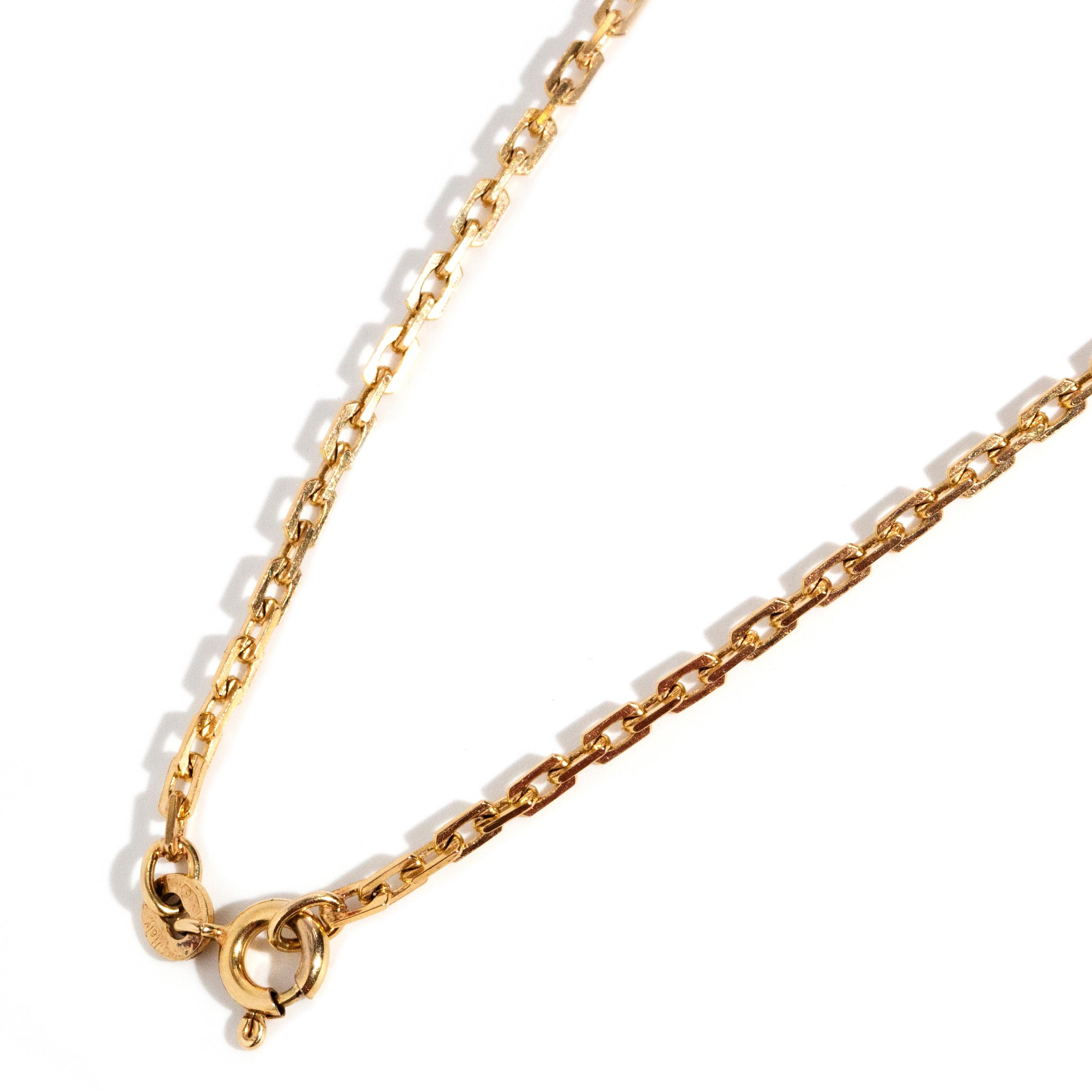Modern Vintage Circa 1990s Rectangular Cable Link Greek Chain 9 Carat Yellow Gold For Sale