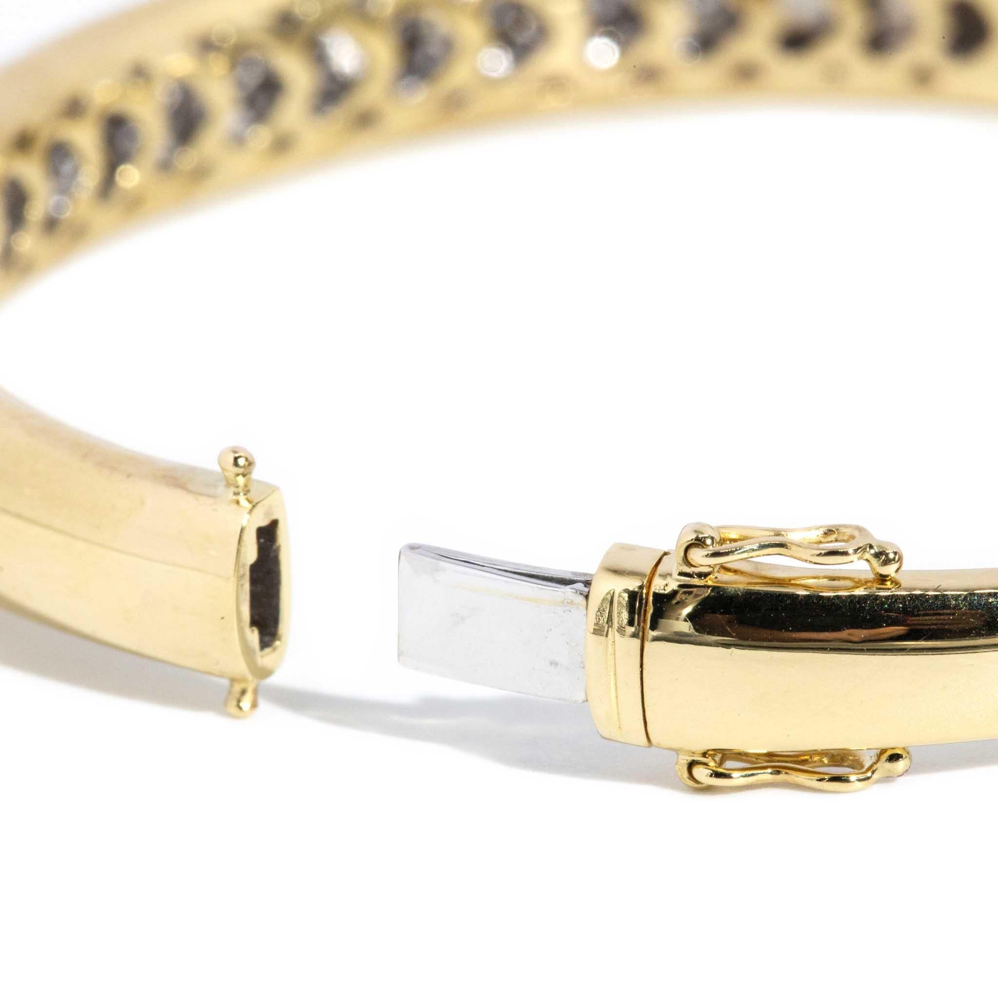 Vintage Circa 1990s Vintage Diamond Bangle 18 Carat Yellow & White Gold 5