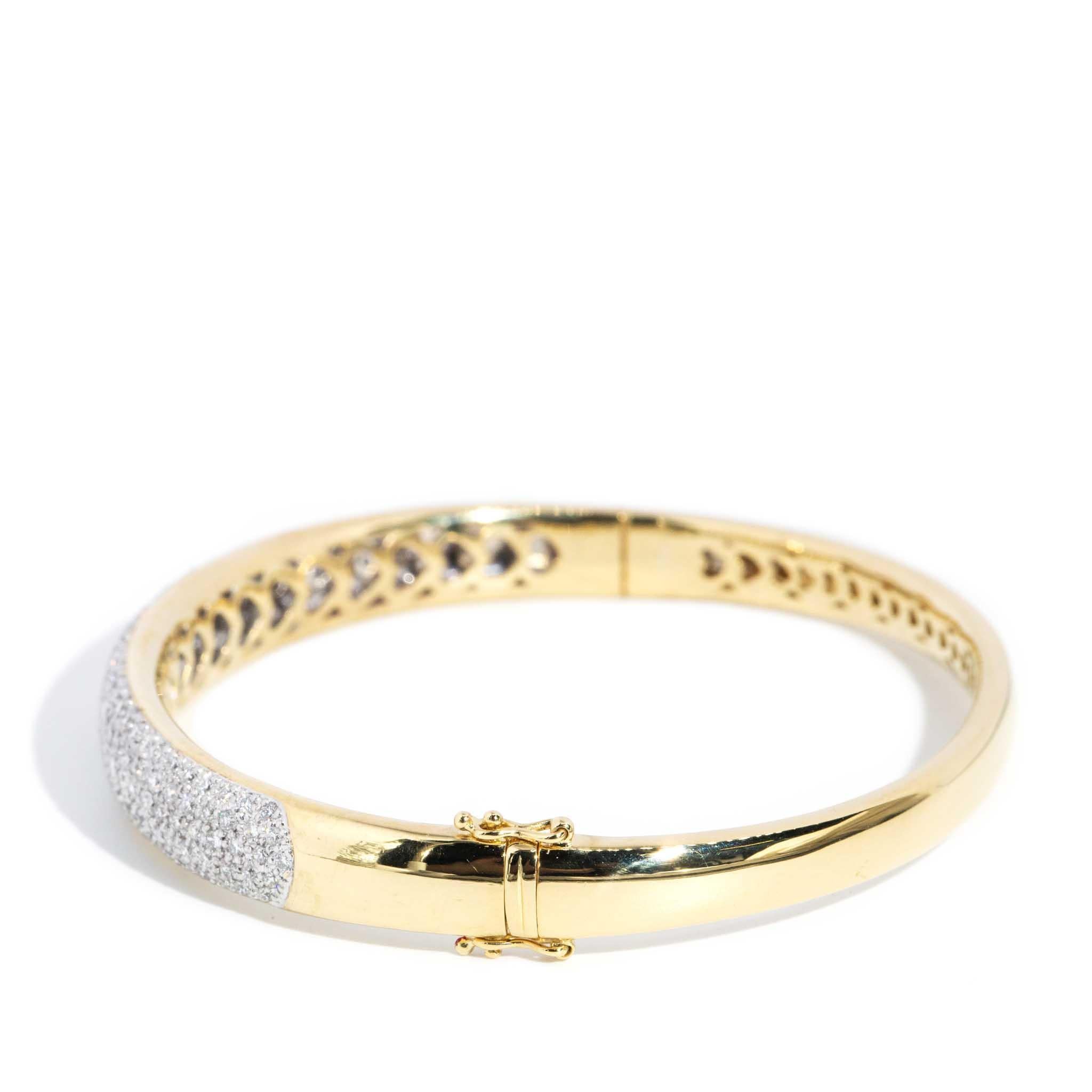Vintage Circa 1990s Vintage Diamond Bangle 18 Carat Yellow & White Gold 1