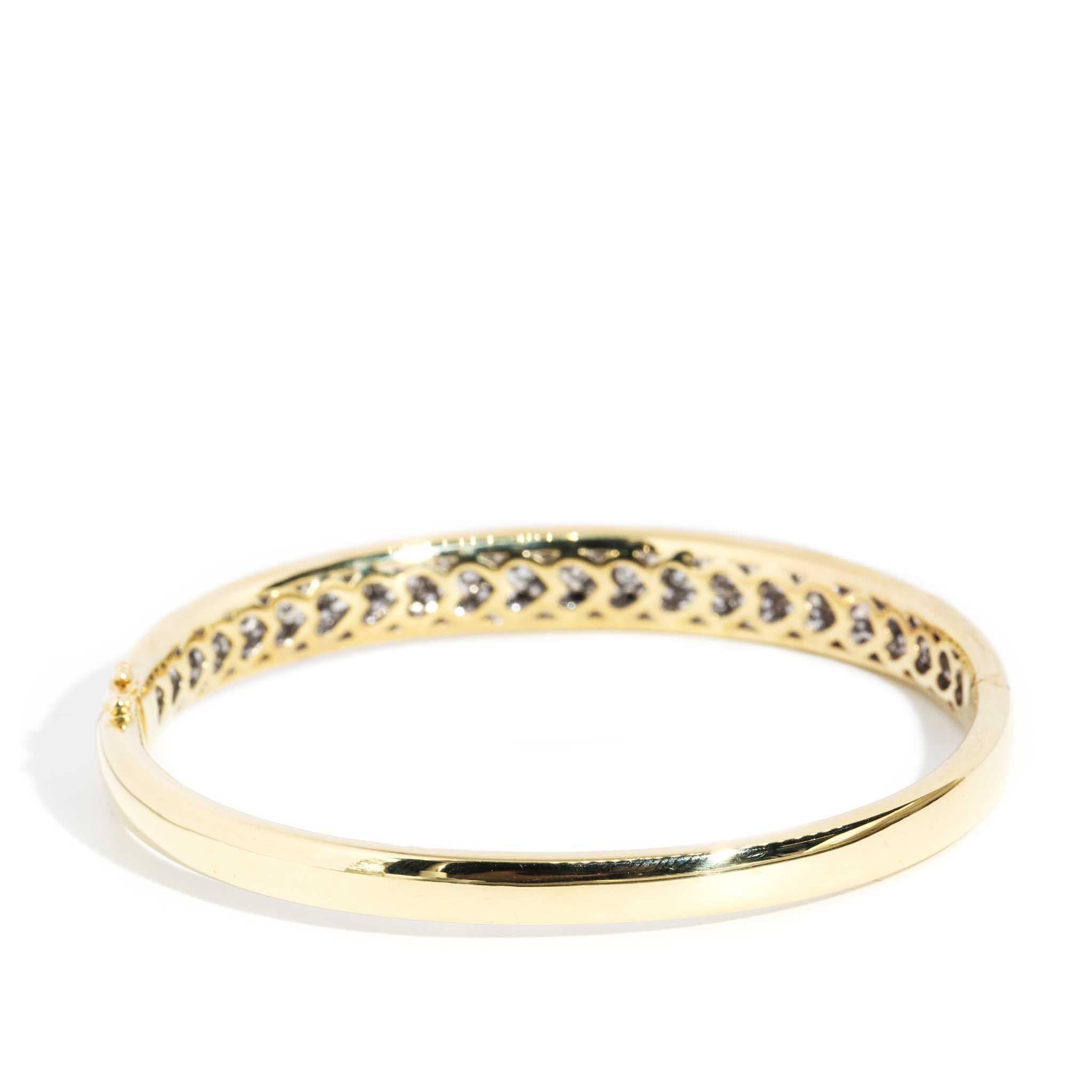 Vintage Circa 1990s Vintage Diamond Bangle 18 Carat Yellow & White Gold 3