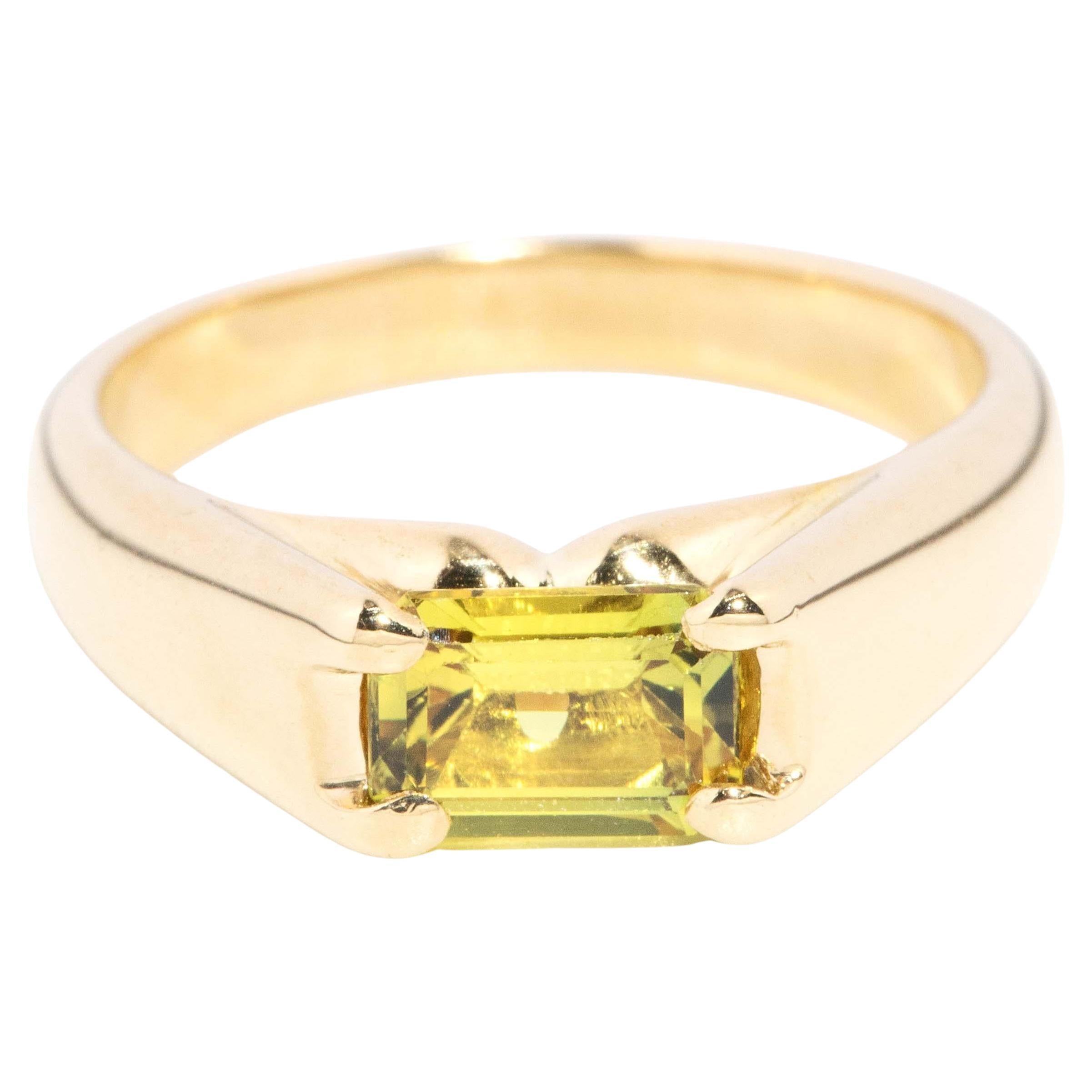 Vintage Circa 1990s Yellow Sapphire Ring 18 Carat Yellow Gold