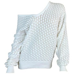 Vintage Circa 1993 Gianni Versace Sheer White Knit Baggy Sweater