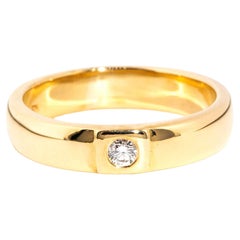 Vintage Circa 2000s Solitaire Diamond Domed Band 9 Carat Yellow Gold