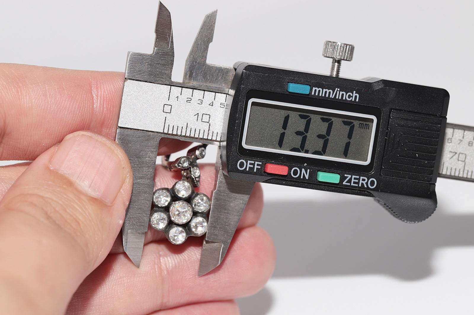 Vintage Circa 8k Gold Natürlicher Rosenschliff Diamant-Tropfen-Ohrring im Angebot 5