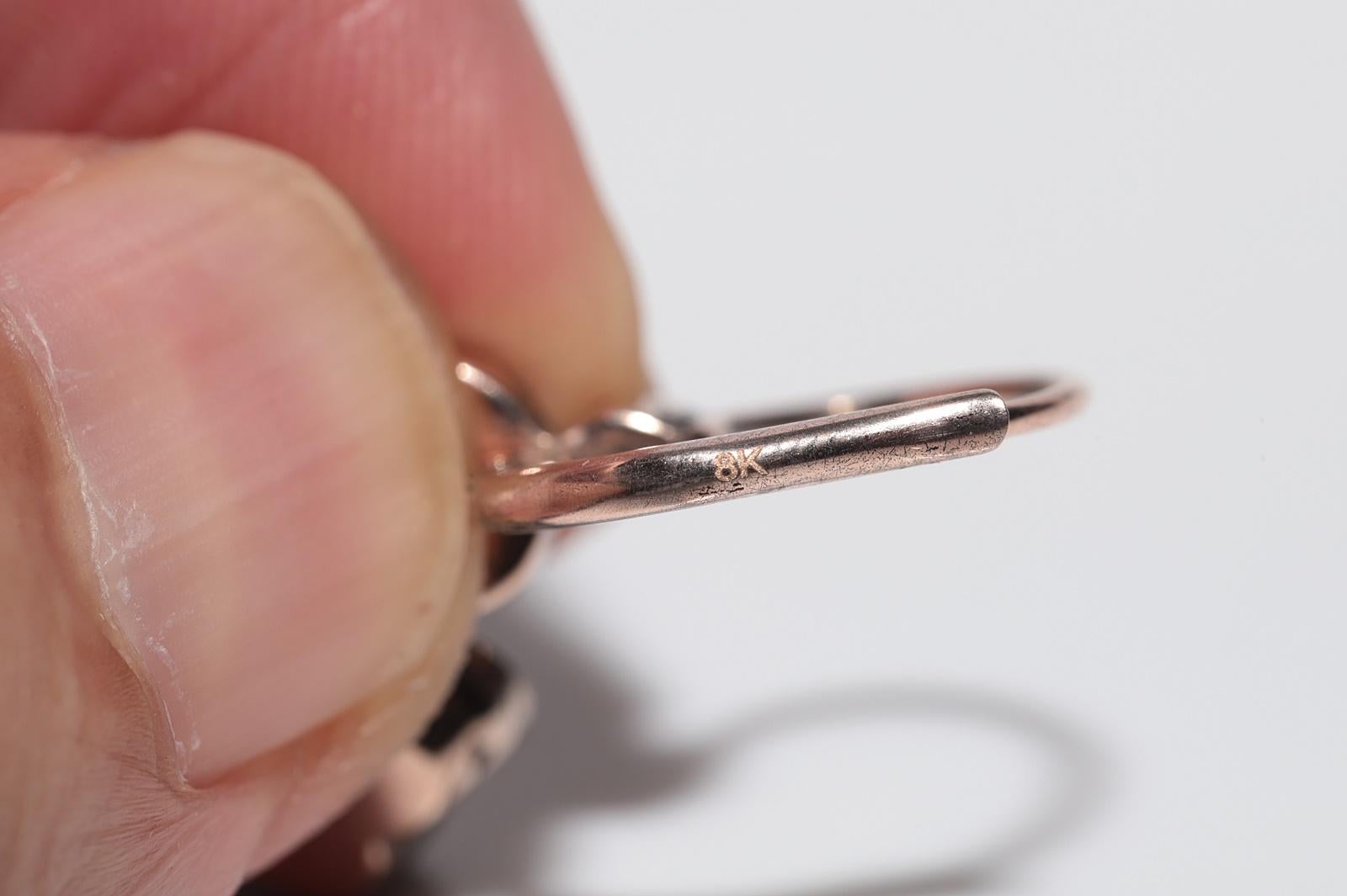 Vintage Circa 8k Gold Natürlicher Rosenschliff Diamant-Tropfen-Ohrring im Angebot 2