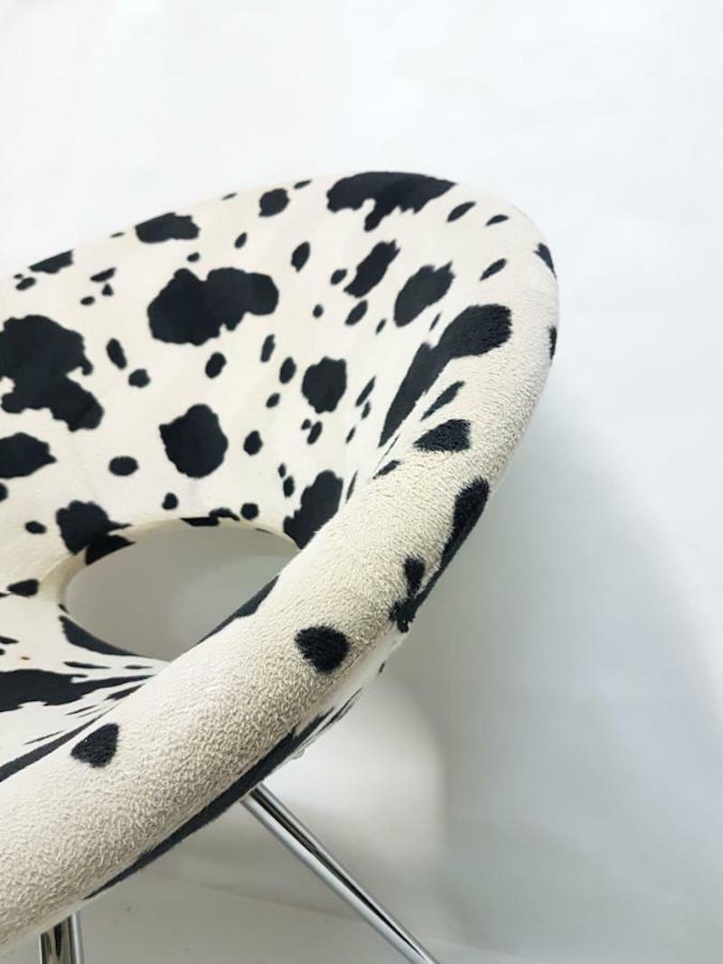 Chaise « Circle Chair » vintage en tissu imprimé animal et métal, 1970 Bon état - En vente à taranto, IT