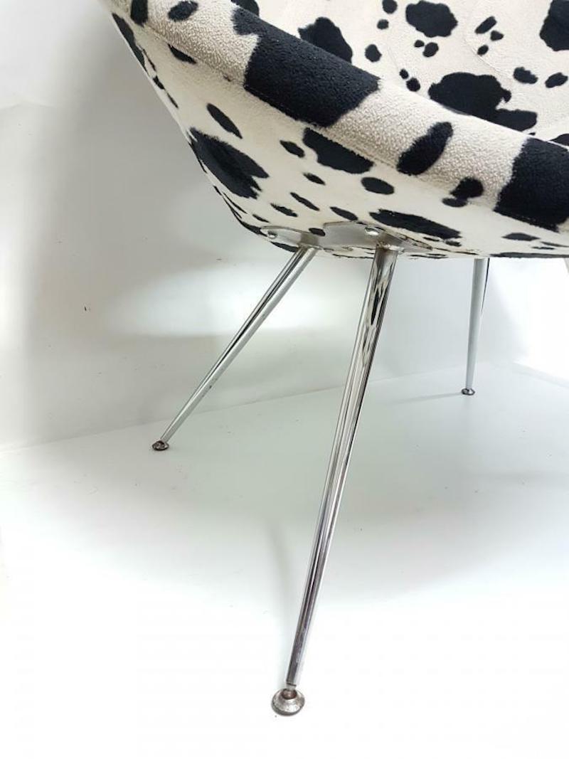 Chaise « Circle Chair » vintage en tissu imprimé animal et métal, 1970 en vente 1