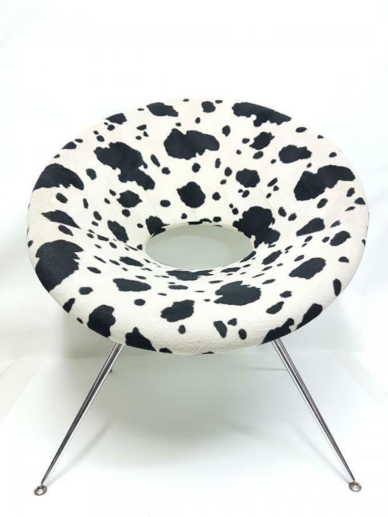 Chaise « Circle Chair » vintage en tissu imprimé animal et métal, 1970 en vente 2