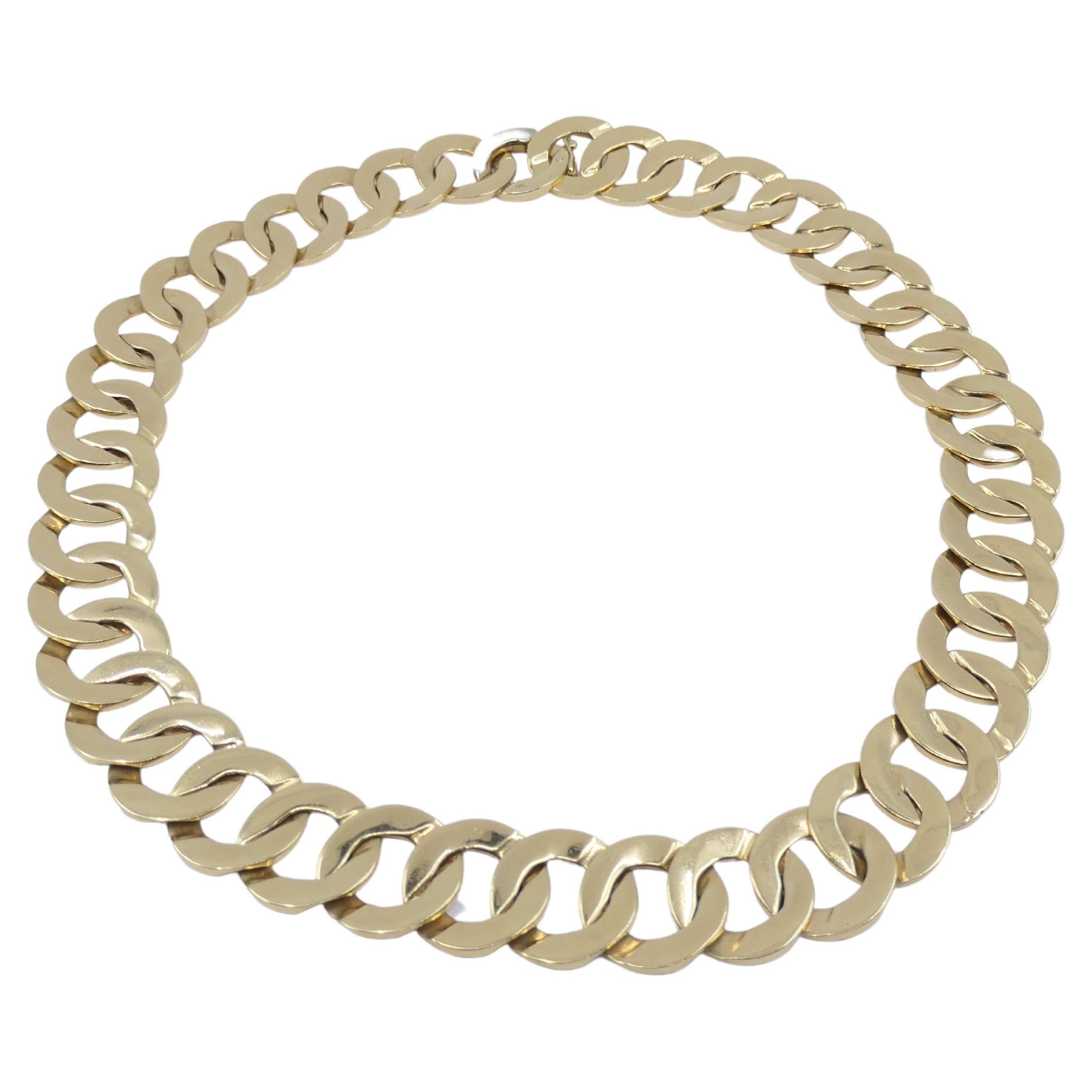 Vintage Circle Link 14k Gold Necklace In Excellent Condition For Sale In Beverly Hills, CA