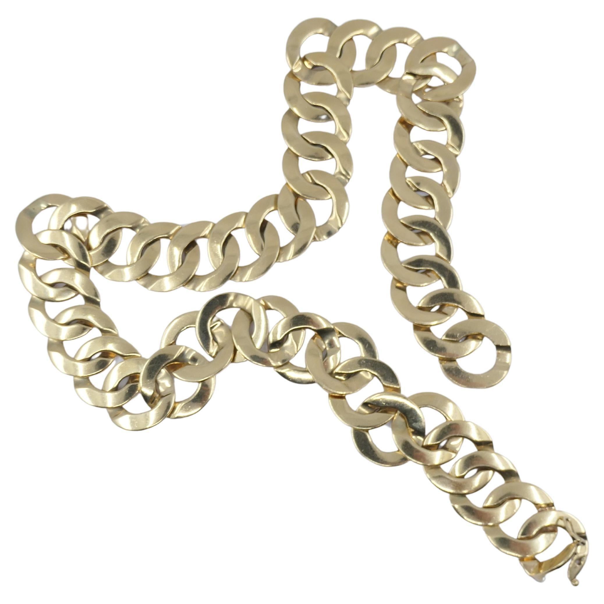 Vintage Circle Link 14k Gold Necklace For Sale 2