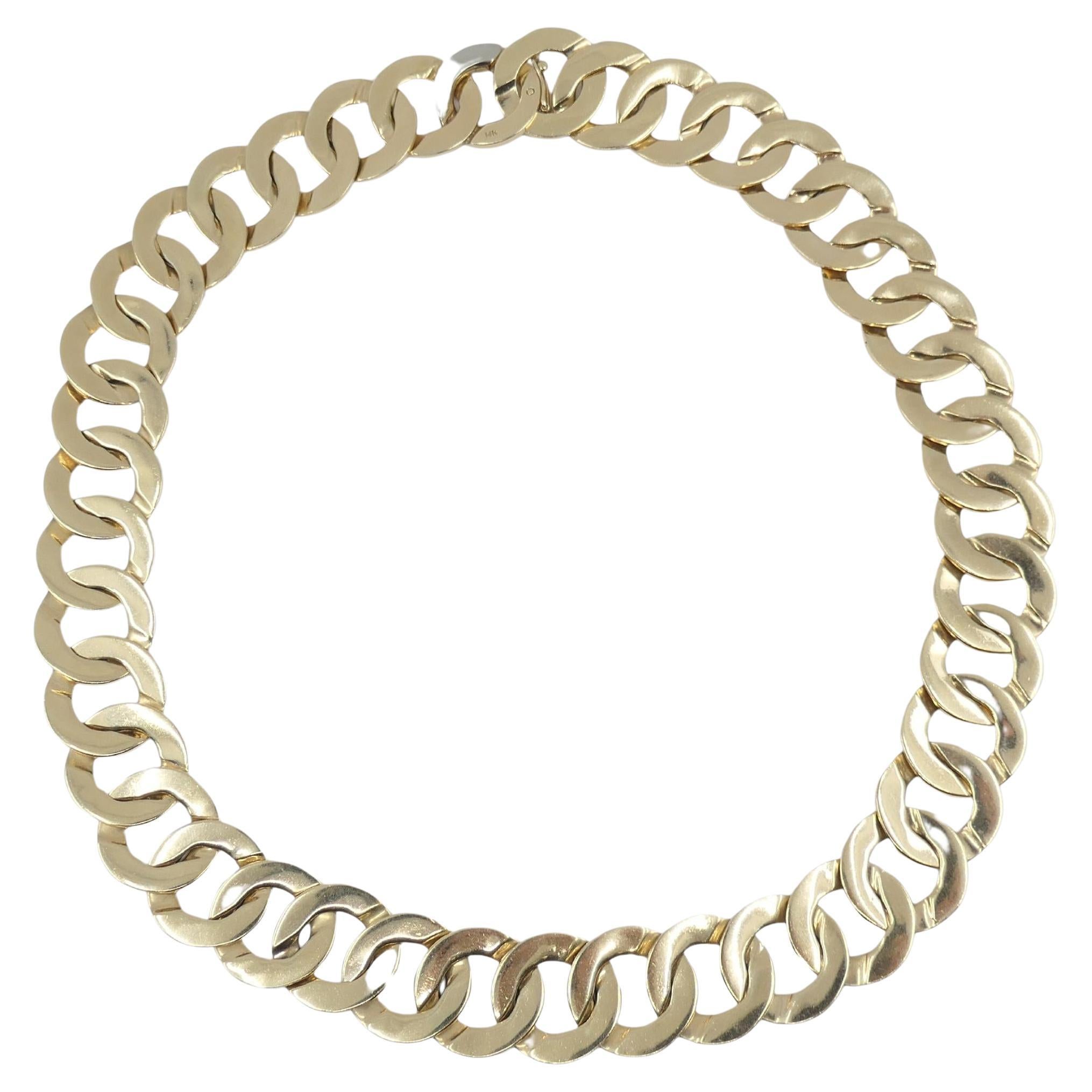 Vintage Kreis Link 14k Gold Halskette im Angebot