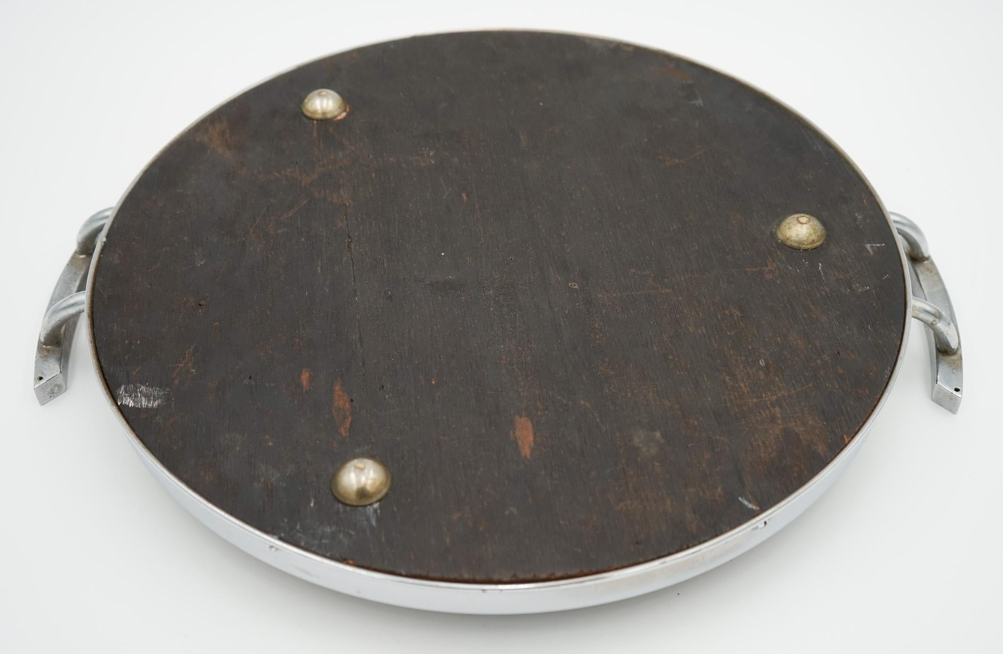 VINTAGE CIRCULAR BRAZILIAN RIO DE JANEIRO METAL TRAY REAL MORPHO BUTTERFLY WiNGS en venta 4