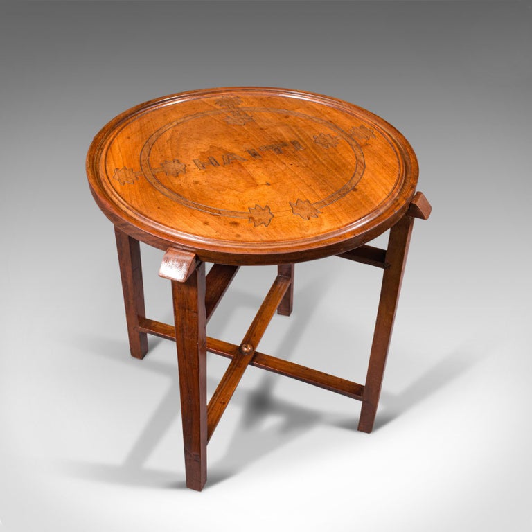 Vintage Circular Folding Tray Table, Haitian, Mahogany, Coffee, Serving