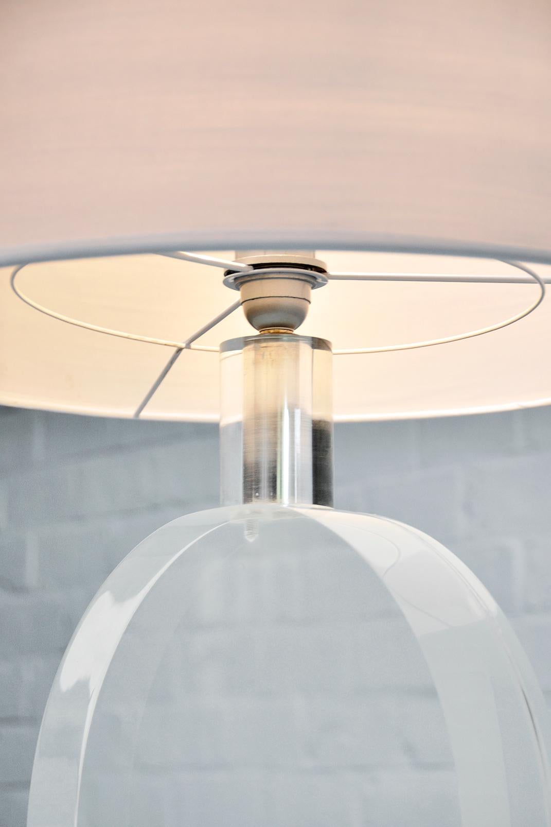 French Vintage Circular Lucite Lamp by Karl Springer, 1970's For Sale