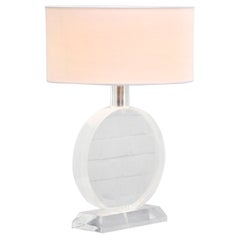 Vintage Circular Lucite Lamp by Karl Springer, 1970's