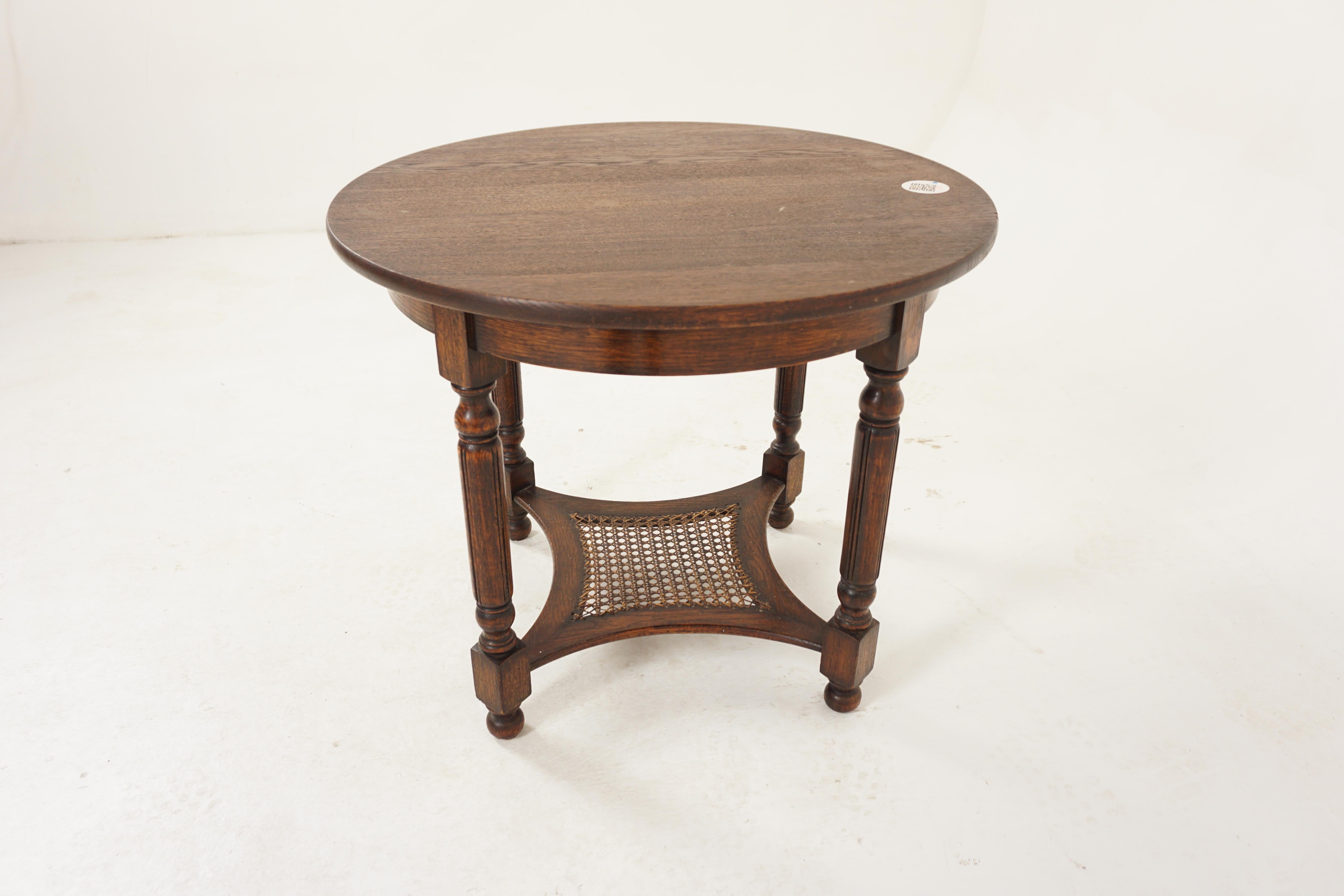 Vintage Circular Oak Coffee Table, End Table, Scotland 1930 3