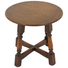 Vintage Circular Oak Table, Coffee Table, Scotland, 1930