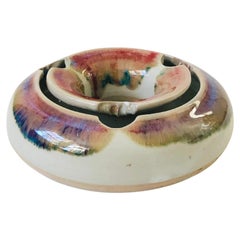 Vintage Circular Studio Pottery Ikebana Vase