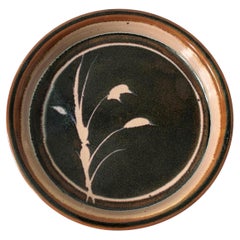 Vintage Hand Painted Pottery Serving Tray with Wheat Design, Circa 1970