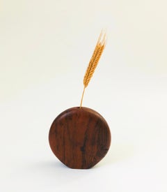 Vintage Circular Wood Bud Vase