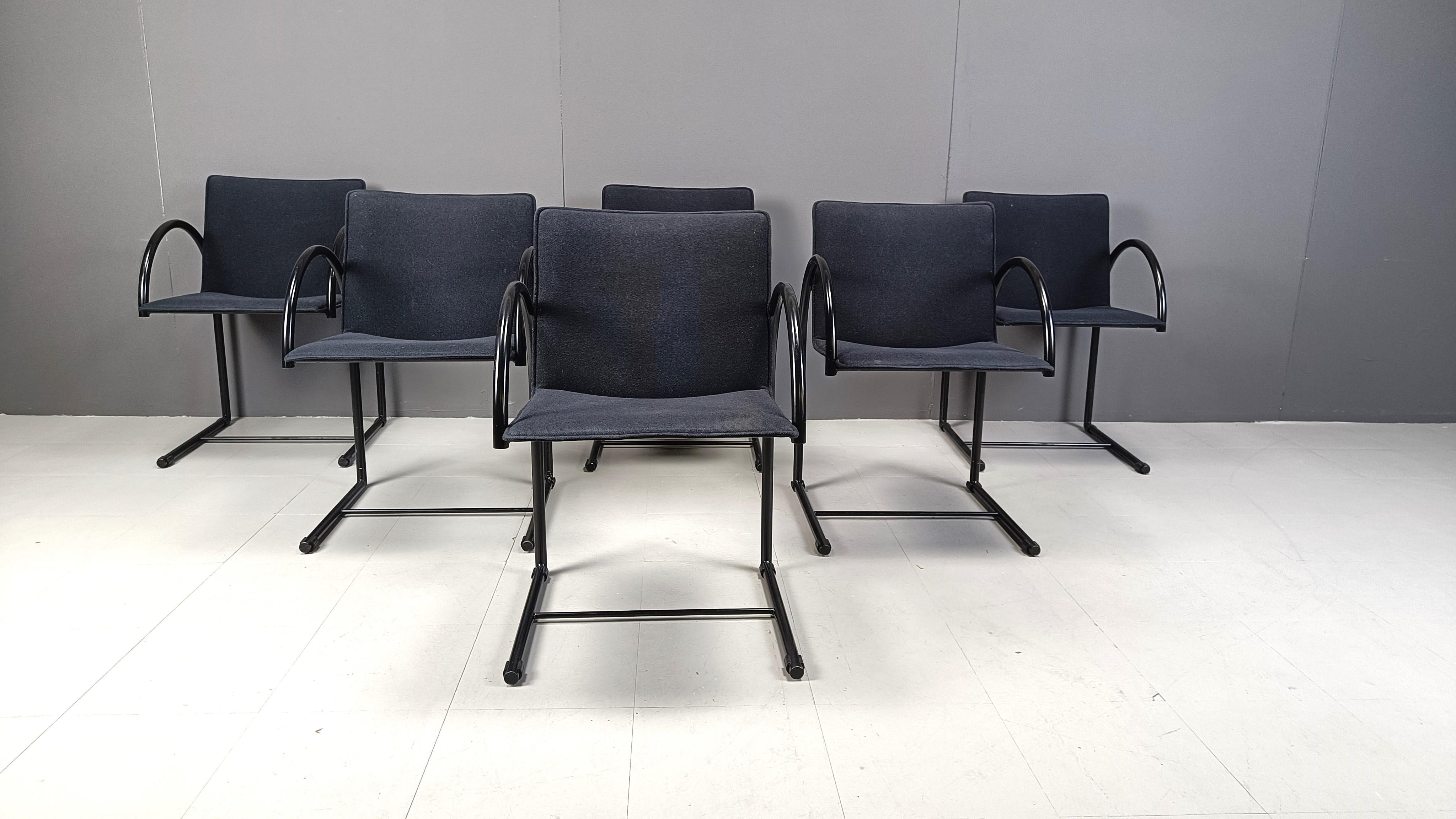 Olandese Set di 6 sedie cirkel vintage di Metaform, anni '80 in vendita