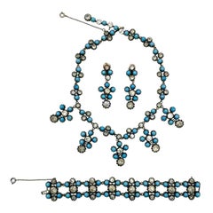 Girandole Parure CIS par Cissy Zoltwoska, années 1960, turquoise et pâte