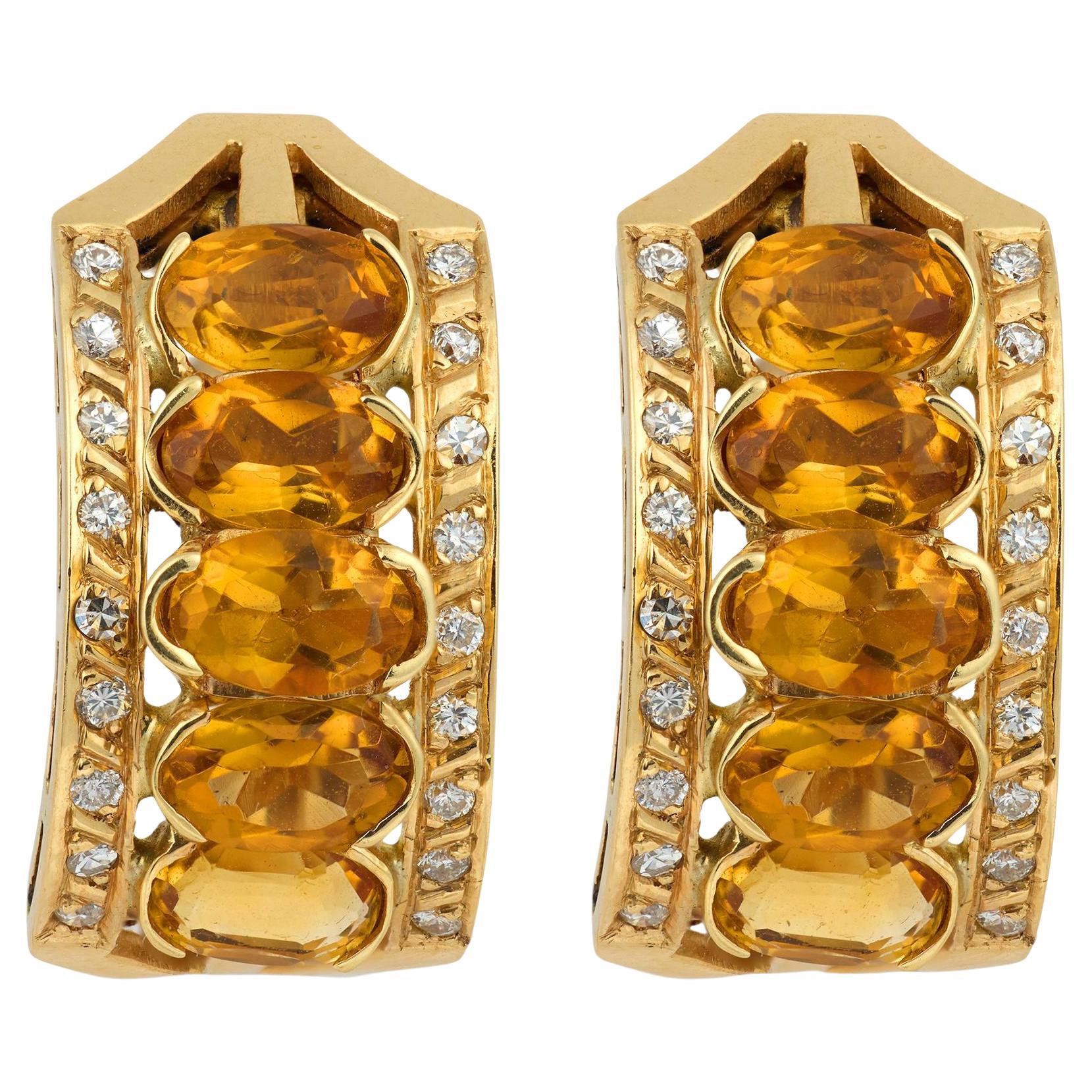 Vintage citrine 14k yellow gold earrings