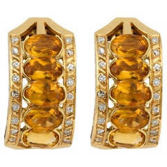 Vintage citrine 14k yellow gold earrings