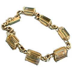 Vintage Citrine 18 Karat Yellow Gold Bracelet