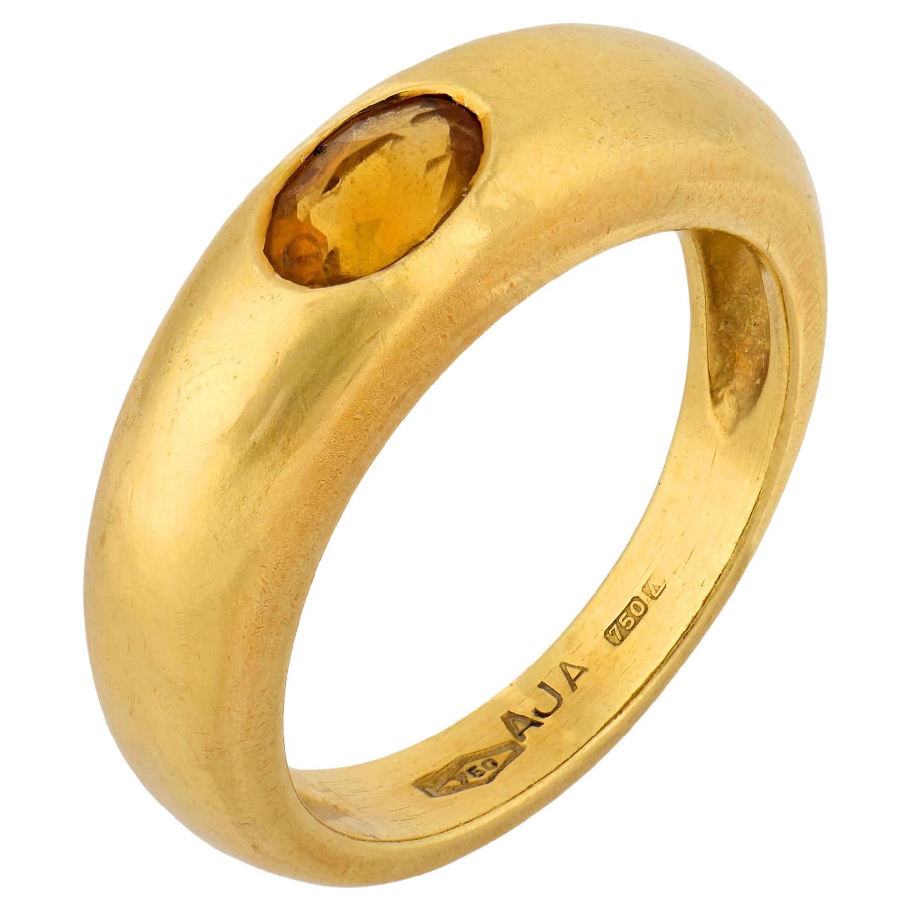 Anello con castone in oro giallo 18 carati con citrino vintage