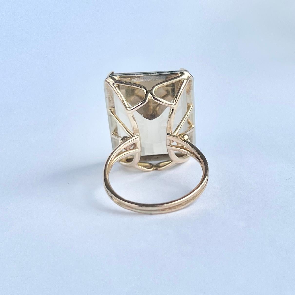 Cocktailring aus Citrin und 18 Karat Gold mit Citrin Damen im Angebot
