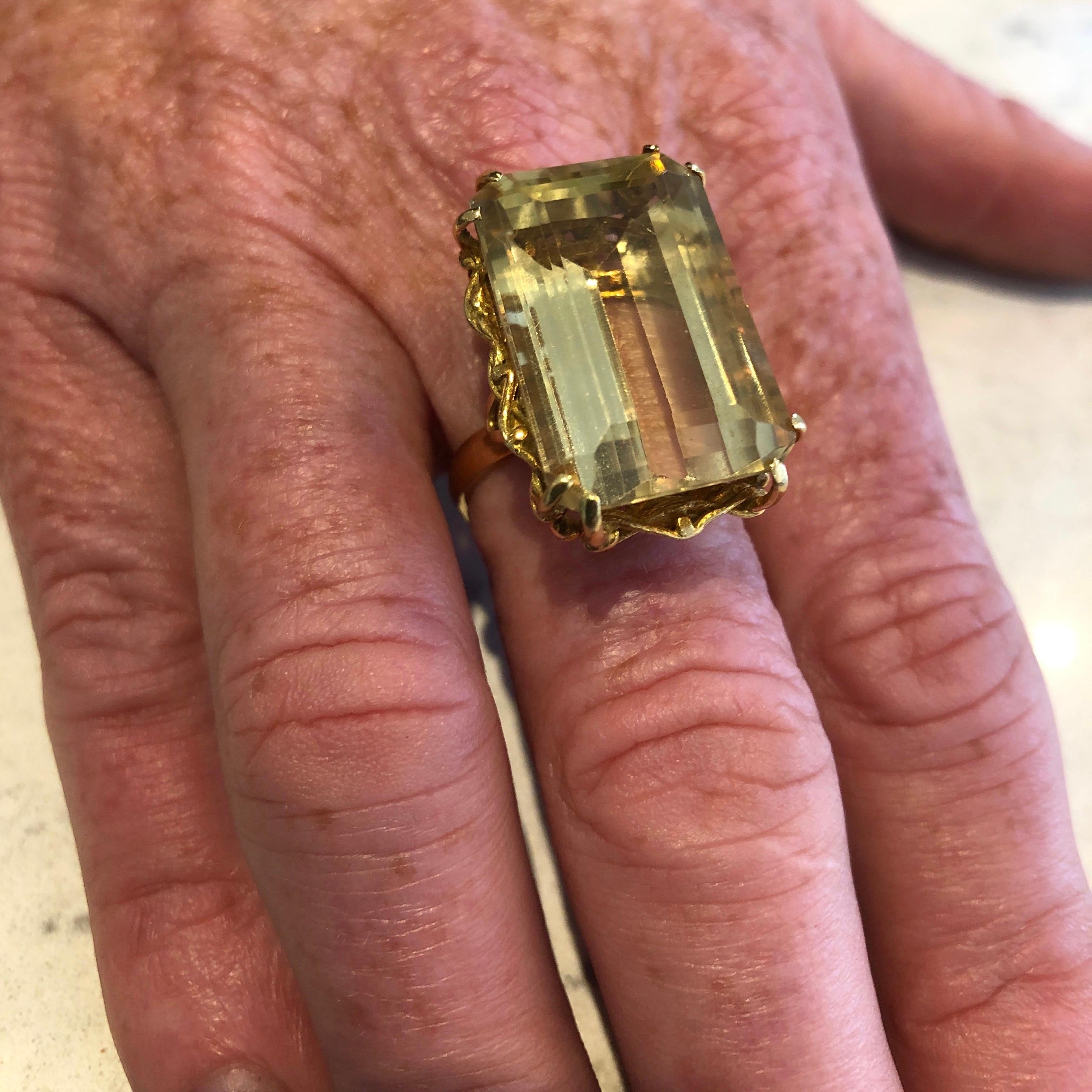 Women's Vintage Citrine and 18 Carat Gold Cocktail Ring