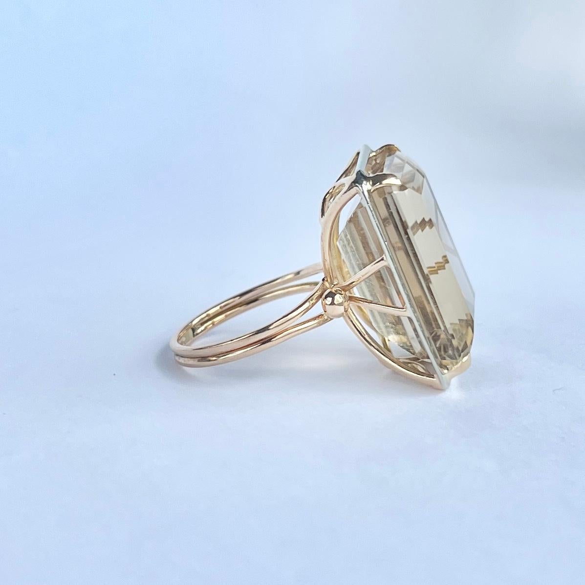 Cocktailring aus Citrin und 18 Karat Gold mit Citrin im Angebot 1
