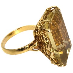 Vintage Citrine and 18 Carat Gold Cocktail Ring