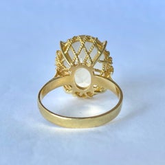 Anello cocktail vintage con citrino e oro 9 carati