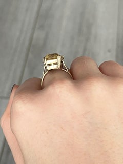Vintage Citrine and 9 Carat Gold Cocktail Ring