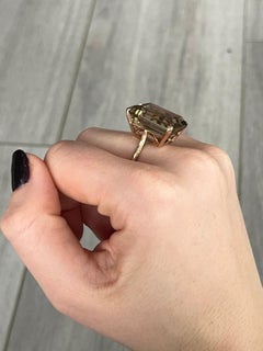 Vintage Citrine and 9 Carat Gold Cocktail Ring