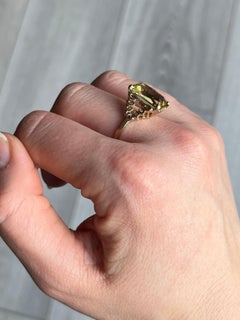 Vintage Citrine and 9 Carat Gold Cocktail Ring