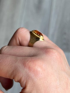 Vintage Citrine and 9 Carat Gold Cocktail Ring