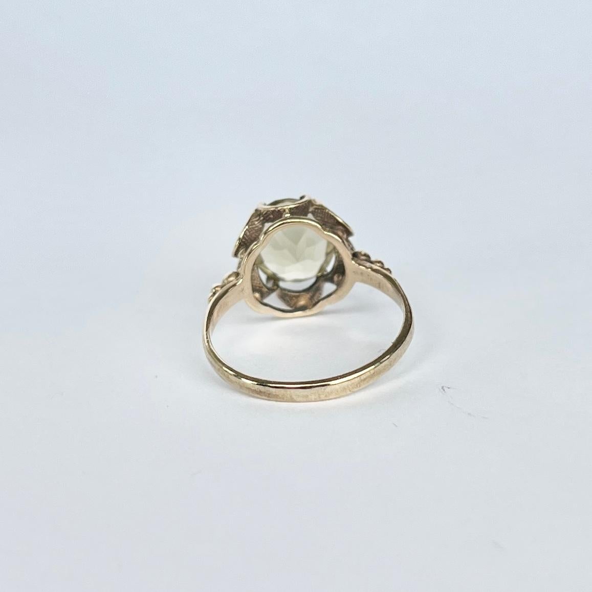 Bague cocktail vintage en or 9 carats et citrine Bon état - En vente à Chipping Campden, GB