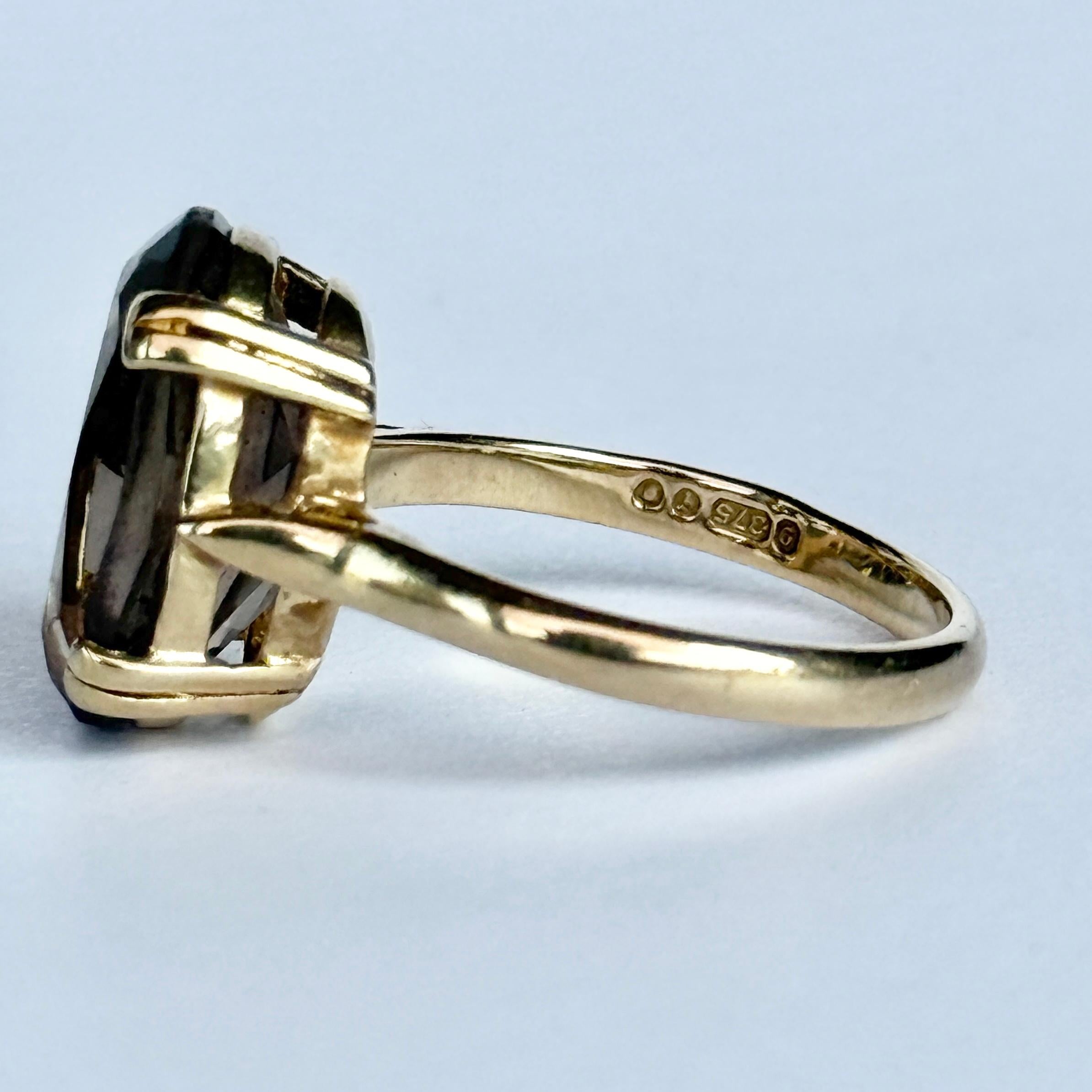 Anillo de cóctel vintage de citrino y oro de 9 quilates en Bueno estado para la venta en Chipping Campden, GB