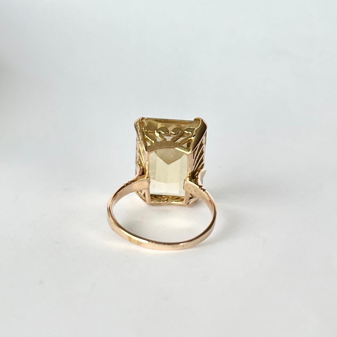 Women's Vintage Citrine and 9 Carat Gold Cocktail Ring