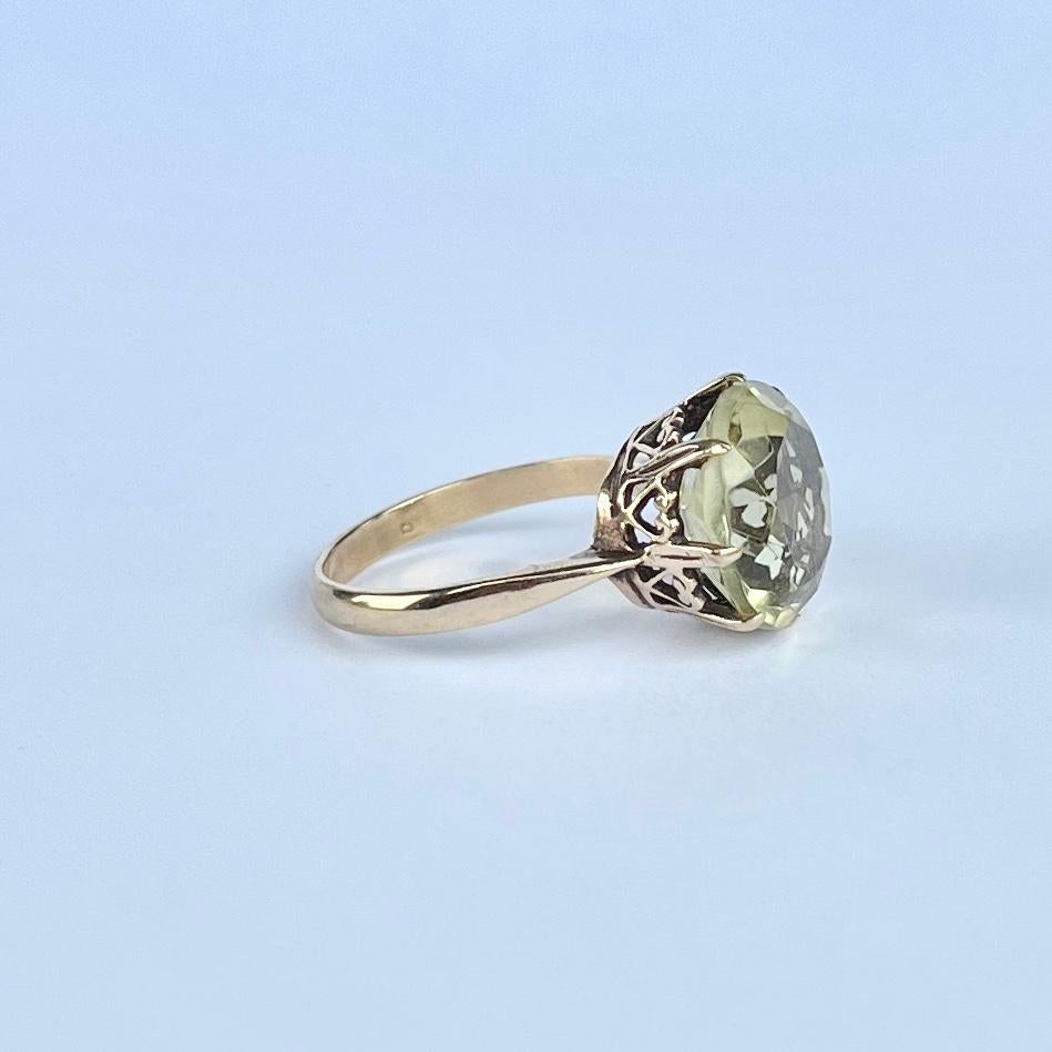 Cocktailring aus Citrin und 9 Karat Gold mit Citrin Damen im Angebot
