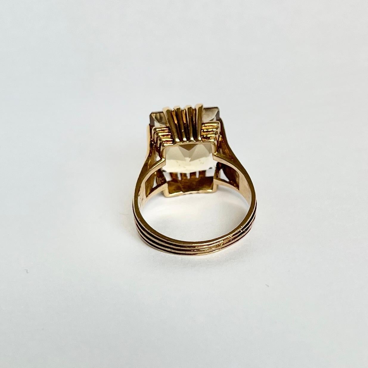 Women's Vintage Citrine and 9 Carat Gold Cocktail Ring