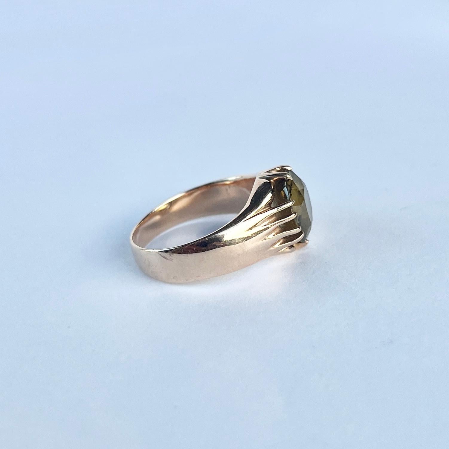 Cocktailring aus Citrin und 9 Karat Gold mit Citrin Damen im Angebot