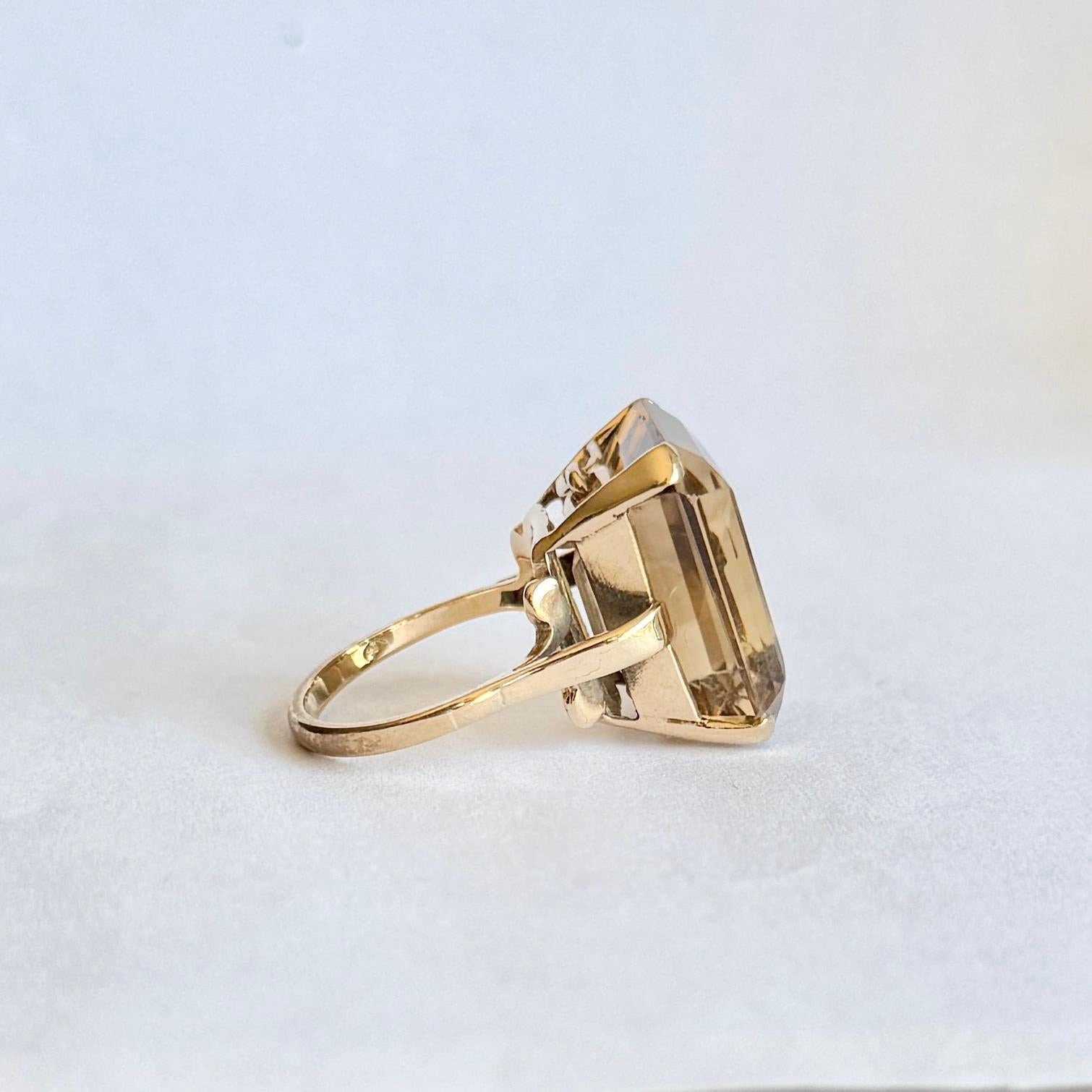 Women's Vintage Citrine and 9 Carat Gold Cocktail Ring